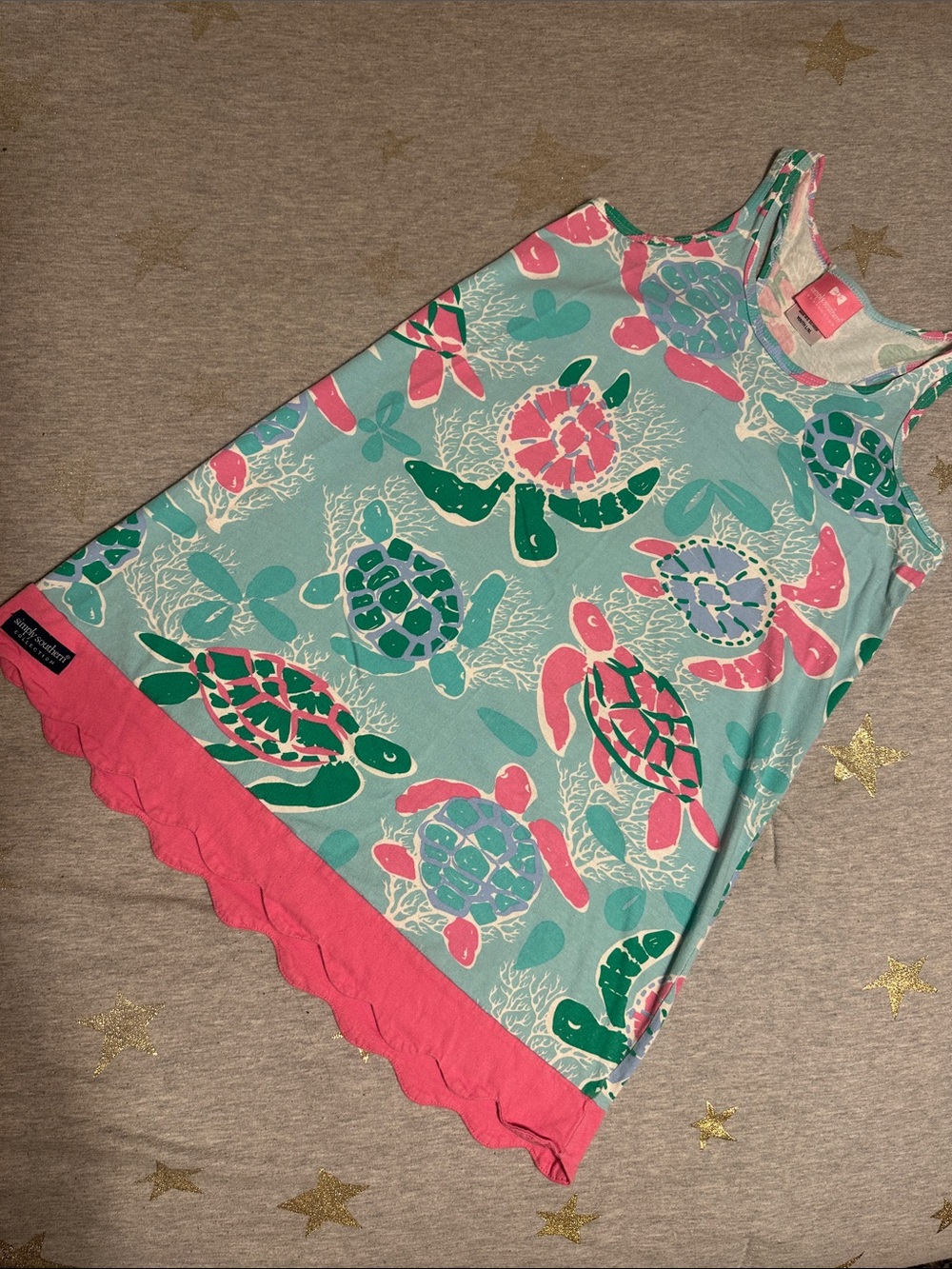 Simply Southern Mint Green Dress with Pink and Green Turtle Print